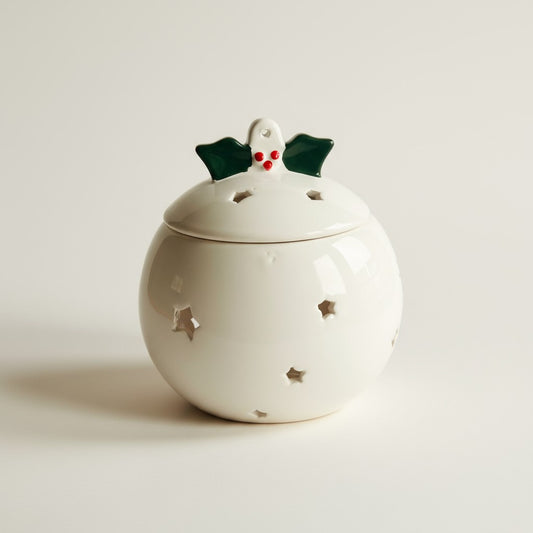 Christmas Pudding Wax Burner on a plain white background